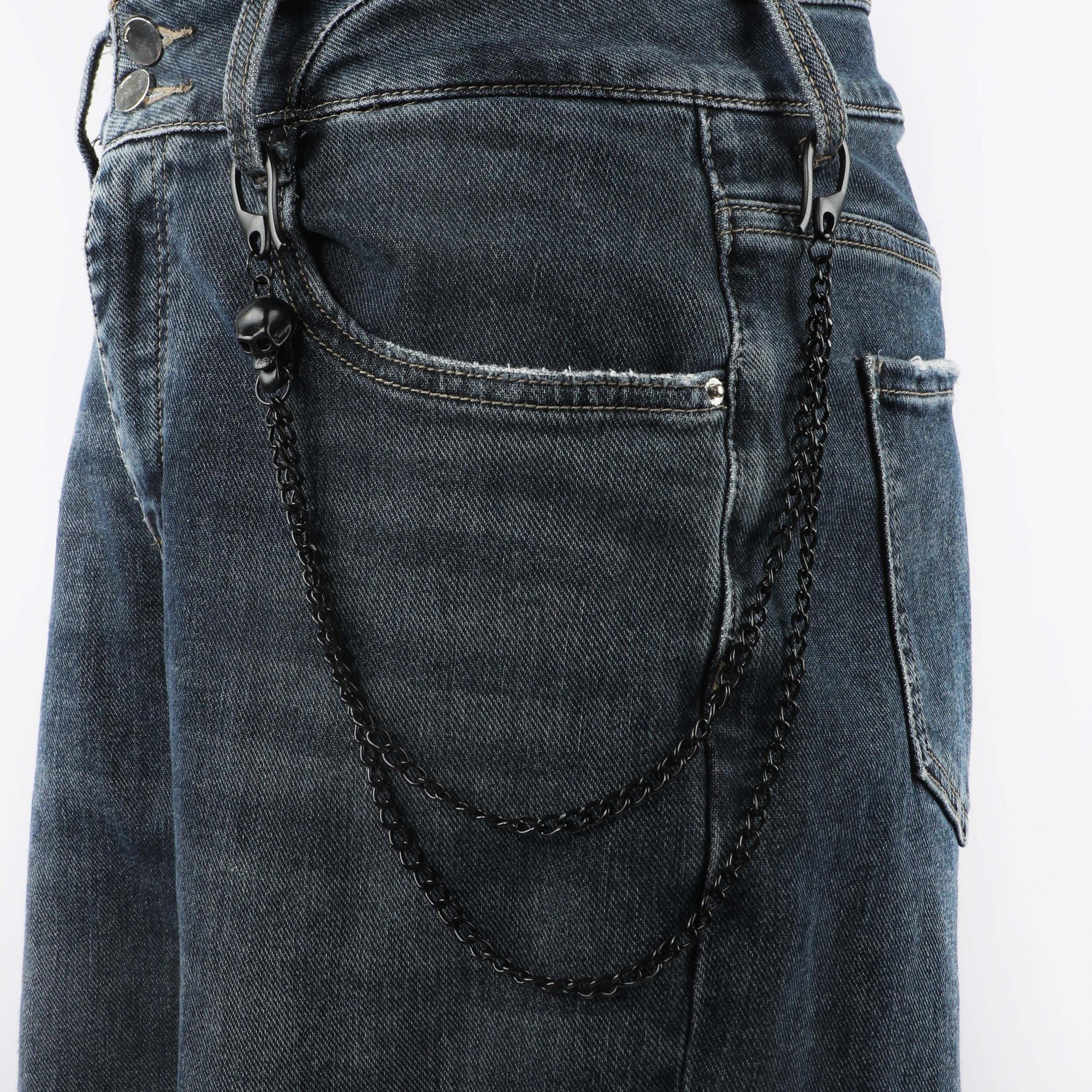 Men's Punk Hip Hop Skull Metal Waist Chain Pants Chain
