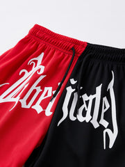 Boys Block Letter Print Gym Workout Shorts Quick Dry Lightweight
