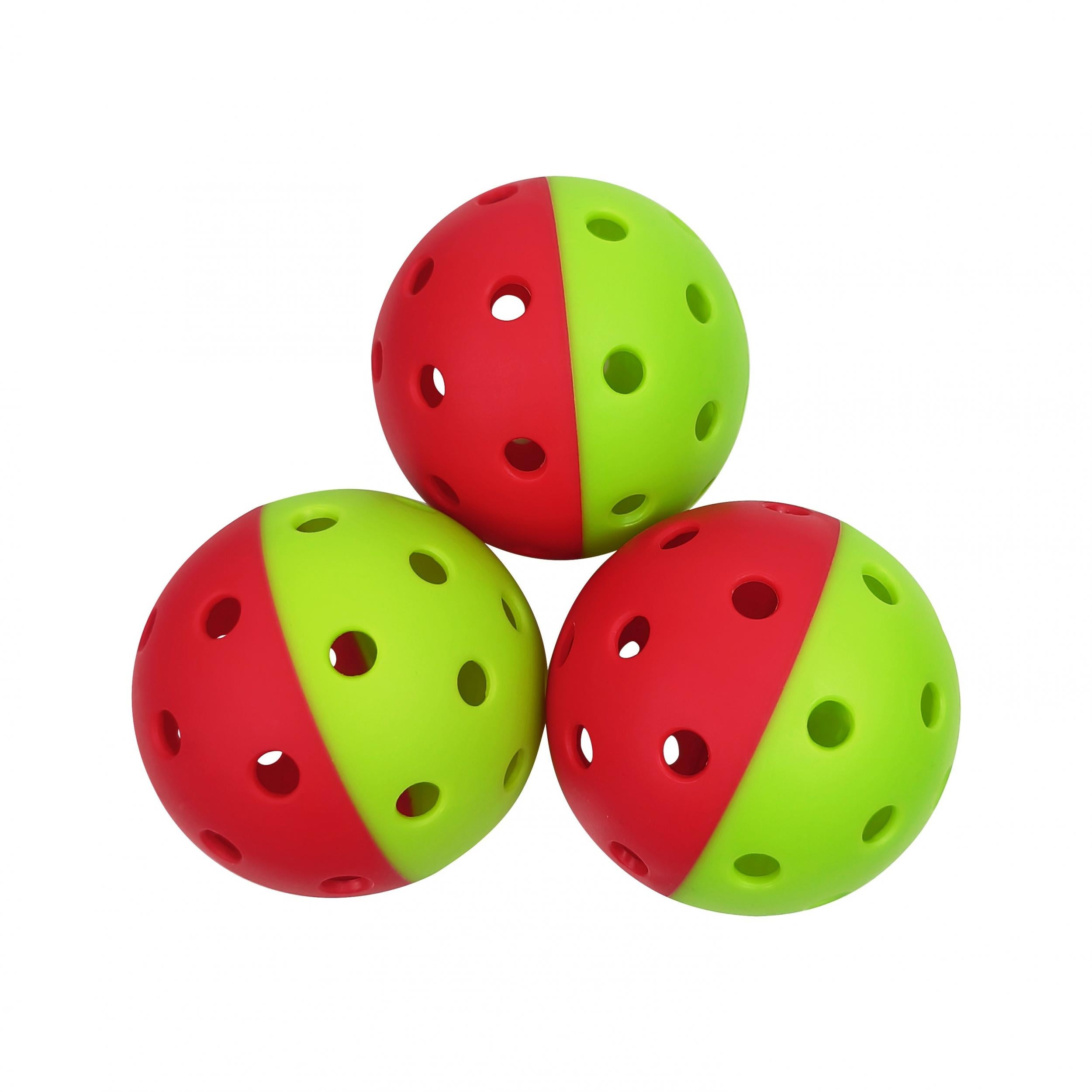 3pcs Red And Green Pickleball for Outdoor Sports - High Durability