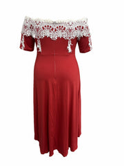  Casual Dress Women's Plus Colorblock Lace Off Shoulder Maxi Dress