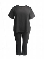  Solid Top & Pants 2 Piece Set