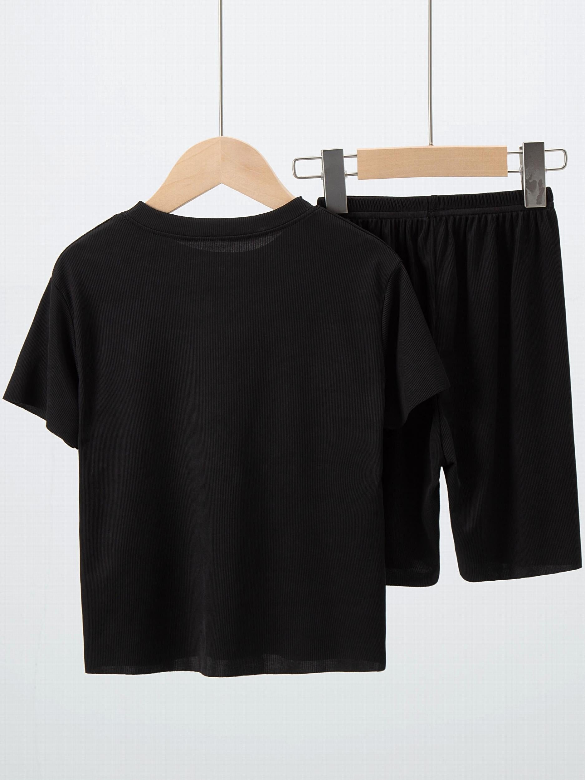 2pcs Boys Smile Face Icon Loungewear Set Kids Summer T shirt & Shorts