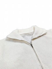  Solid Zip Up Long Sleeve Cardigan With Pockets