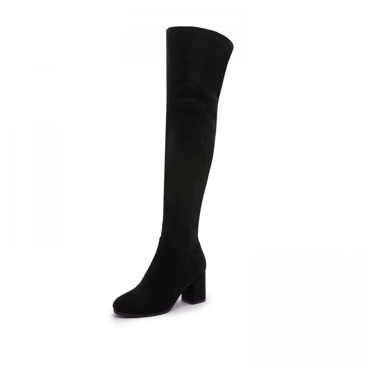 Chunky Heel Thigh High Boots Solid Round Toe Comfortable & Stylish Shoes
