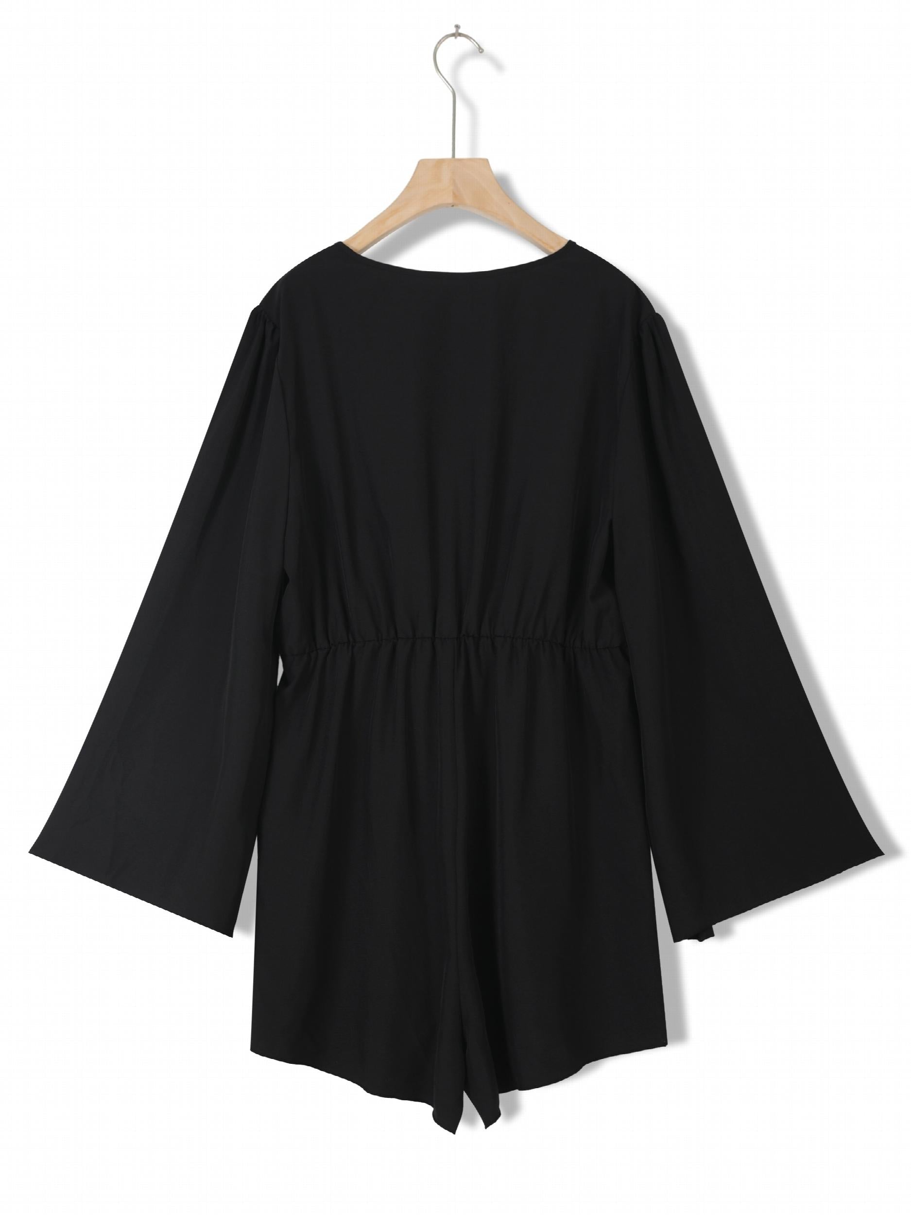  Romper Women's Plus Solid Long Sleeve Loose Fit Romper