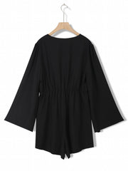  Romper Women's Plus Solid Long Sleeve Loose Fit Romper