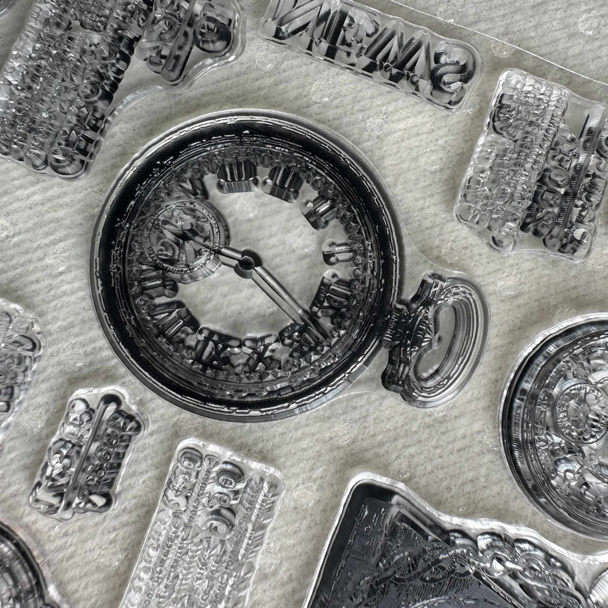 Retro Clock Series Stamp Flower Silicone Stamp