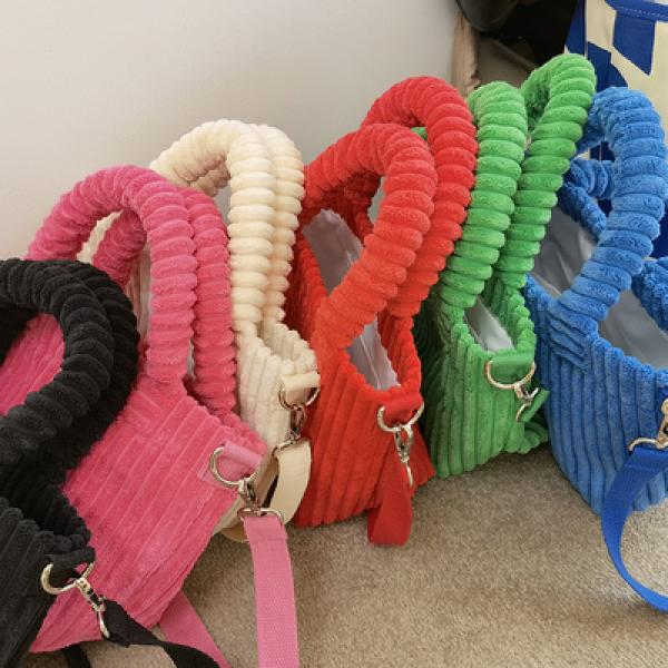 Women Corduroy Canvas Shoulder Bag Eco Cloth Handbag Tote Grocery Reusable