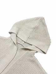  Solid Long Sleeve Open Front Hooded Cardigan With Pockets