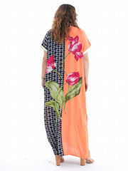 Plus Size Ramadan Kaftan Dress Set Geometric Floral Print