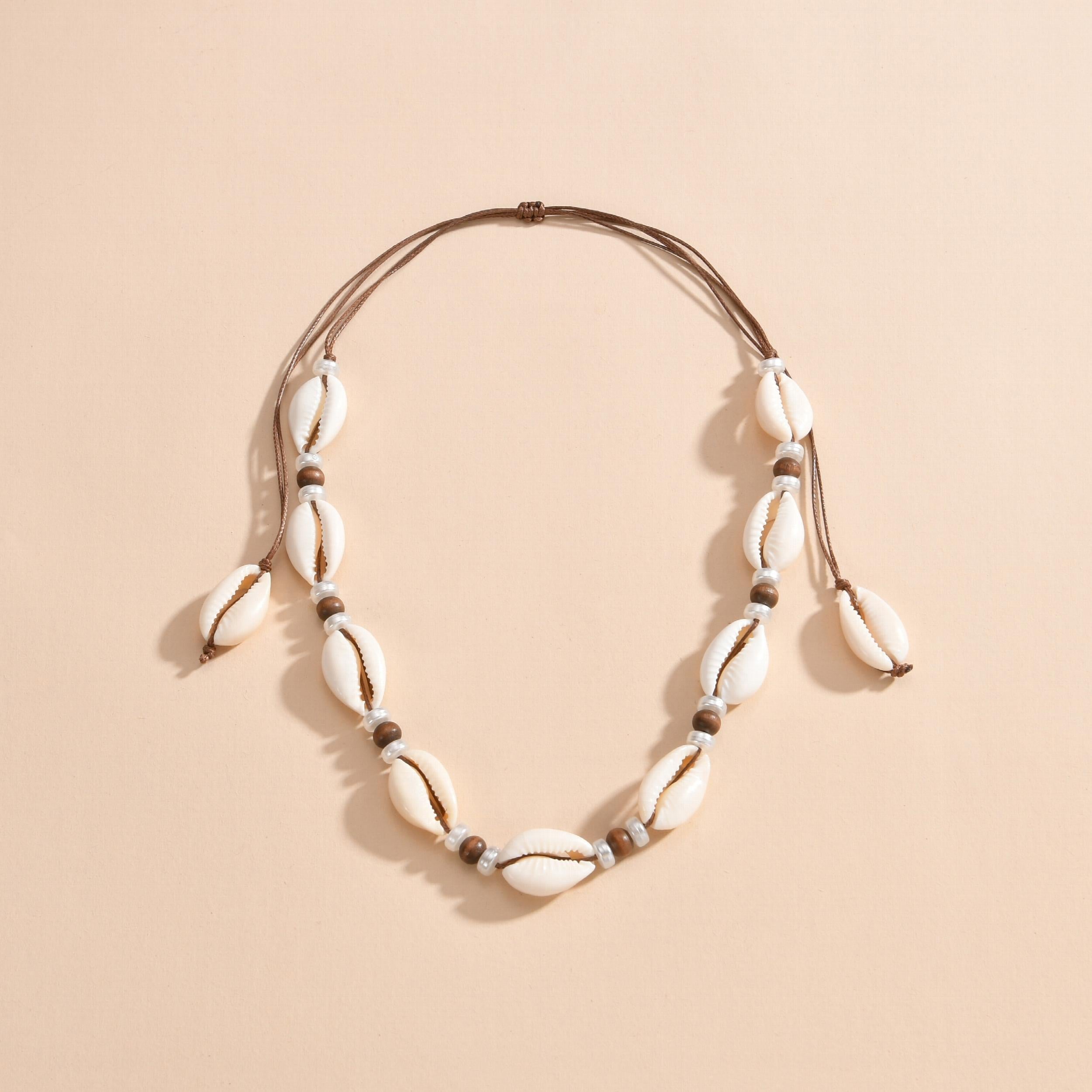 Vintage Braided Shell Ladies Necklace Summer Beach Style Neck Jewelry