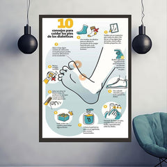 Diabetic Foot Care Educational Canvas Art Poster