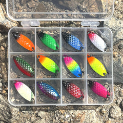 12pcs Colorful Sequin Spoon Shaped Fishing Bait Lure 2.2-2.9g Tackles