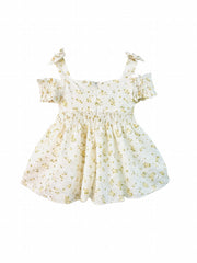 Baby Girl Off Shoulder Shirred Ditsy Print Cami Dress
