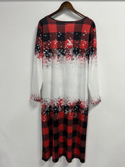 Women's Plus Snowman & Slogan Print Three Quarter Sleeve Knee Length Dress