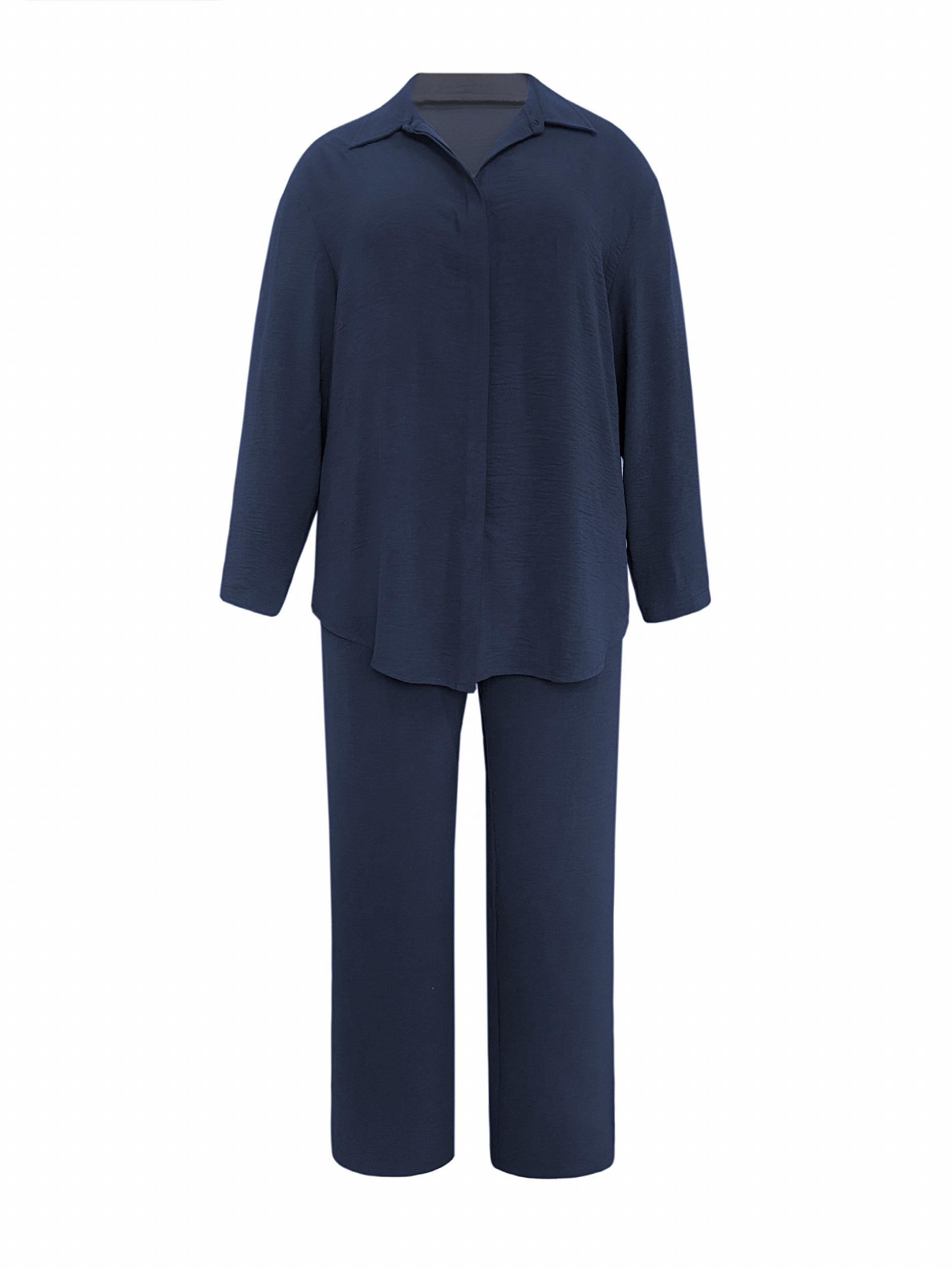  Solid T Shirt & Wide Leg Pants Two Piece Set