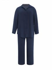  Solid T Shirt & Wide Leg Pants Two Piece Set