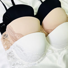 3pcs Lace Push Up Bras Comfy & Breathable Women's Lingerie