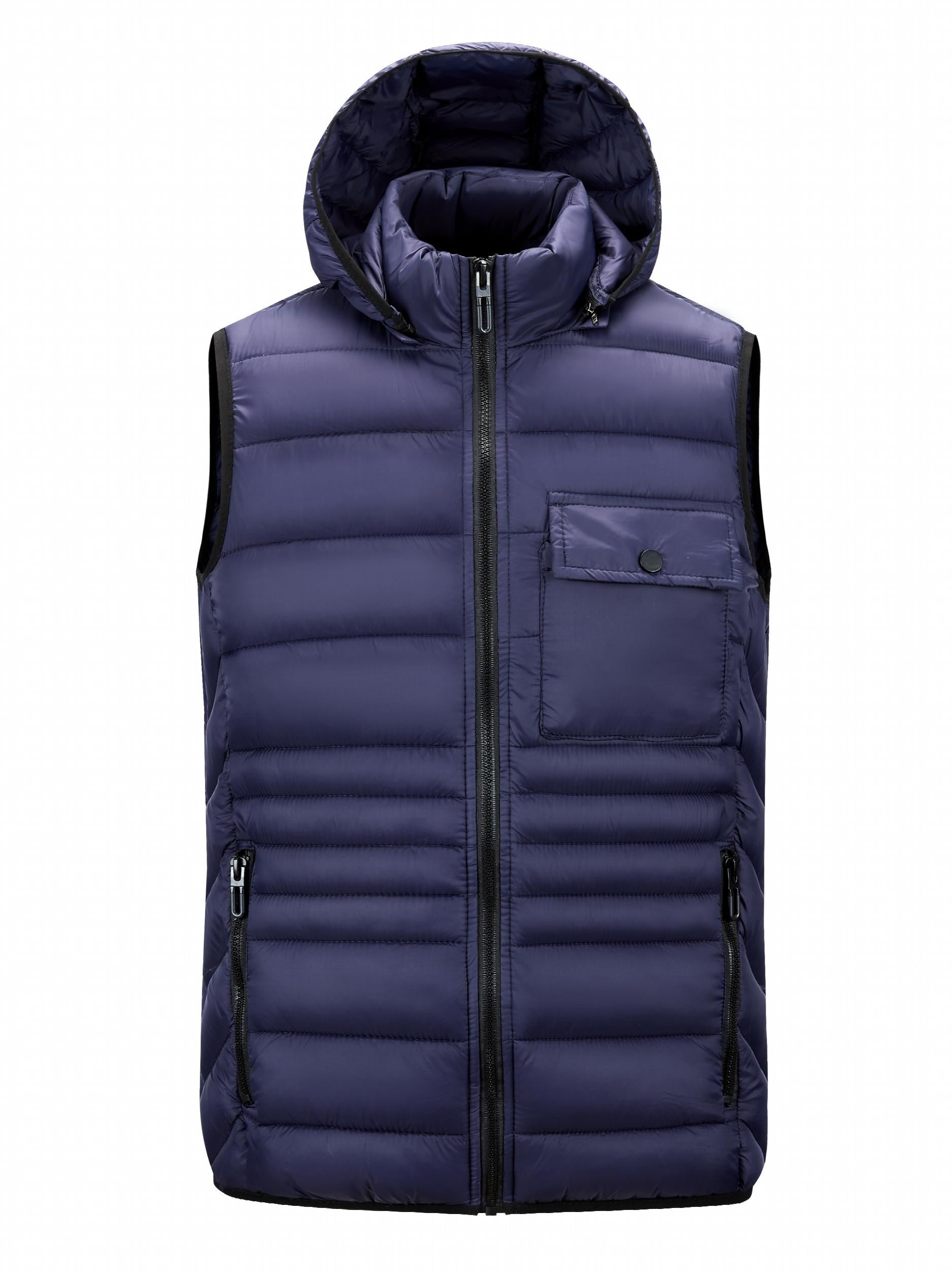 Hooded Vest Men's Zip Up Casual Winter Vest
