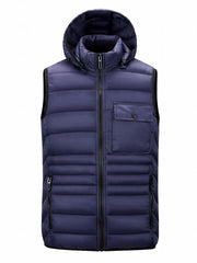 Hooded Vest Men's Zip Up Casual Winter Vest