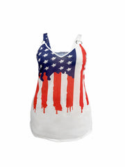  Independence Flag Print V-Neck Tank Top