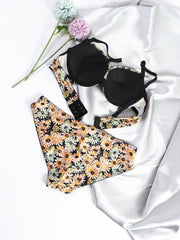 Floral Print Push-Up Bra & Bikini Panties Set