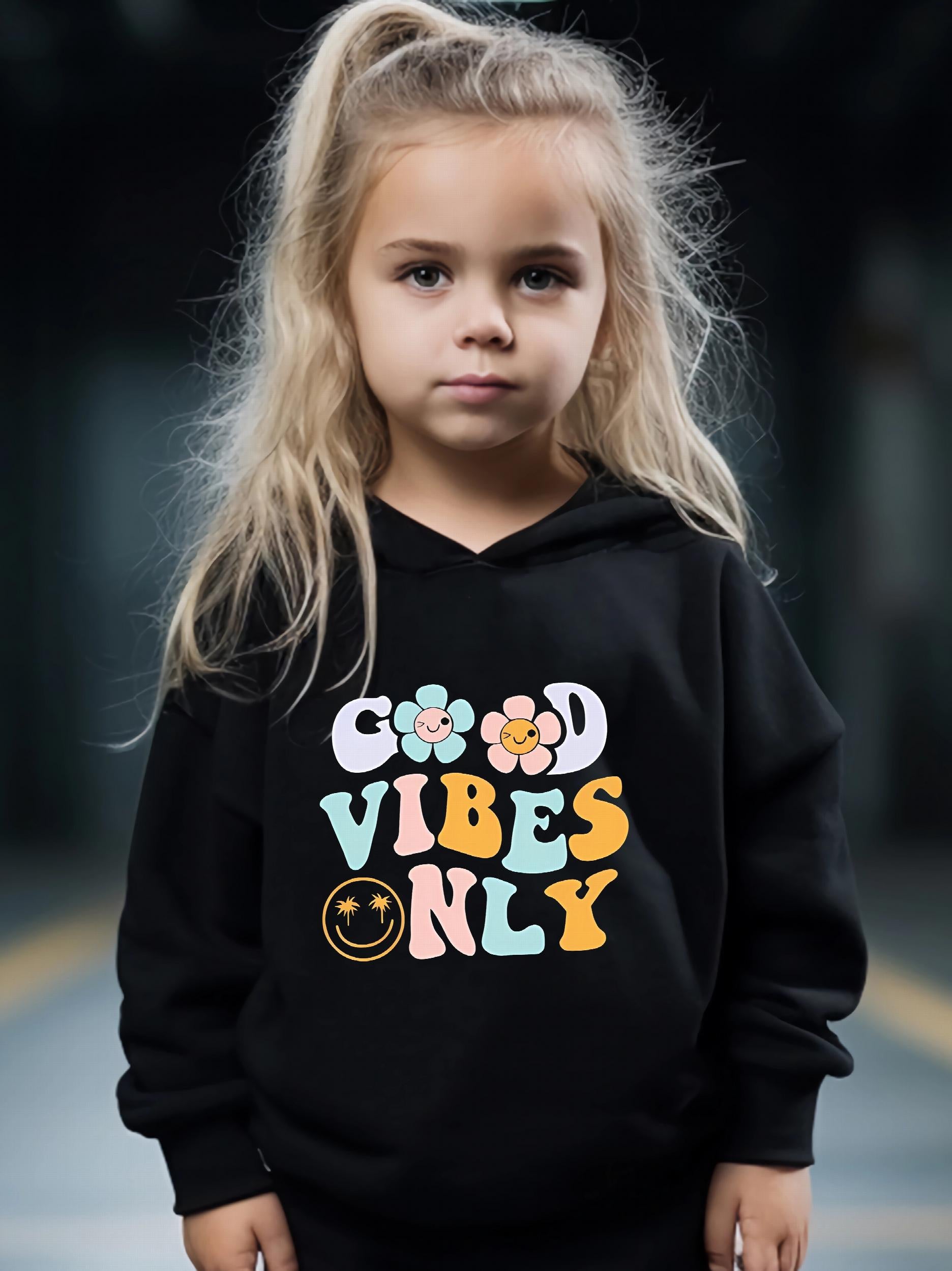 Letter & Flower Print Girls Outfits for Sports Spring Fall