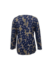 Floral Print Long Sleeve V Neck Blouse