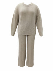  2 Piece Casual Sweater Set Long Sleeve Round Neck Outfits