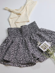 Boho Ditsy Floral Print Skorts Shorts Casual High Waist Ruched Summer Shorts