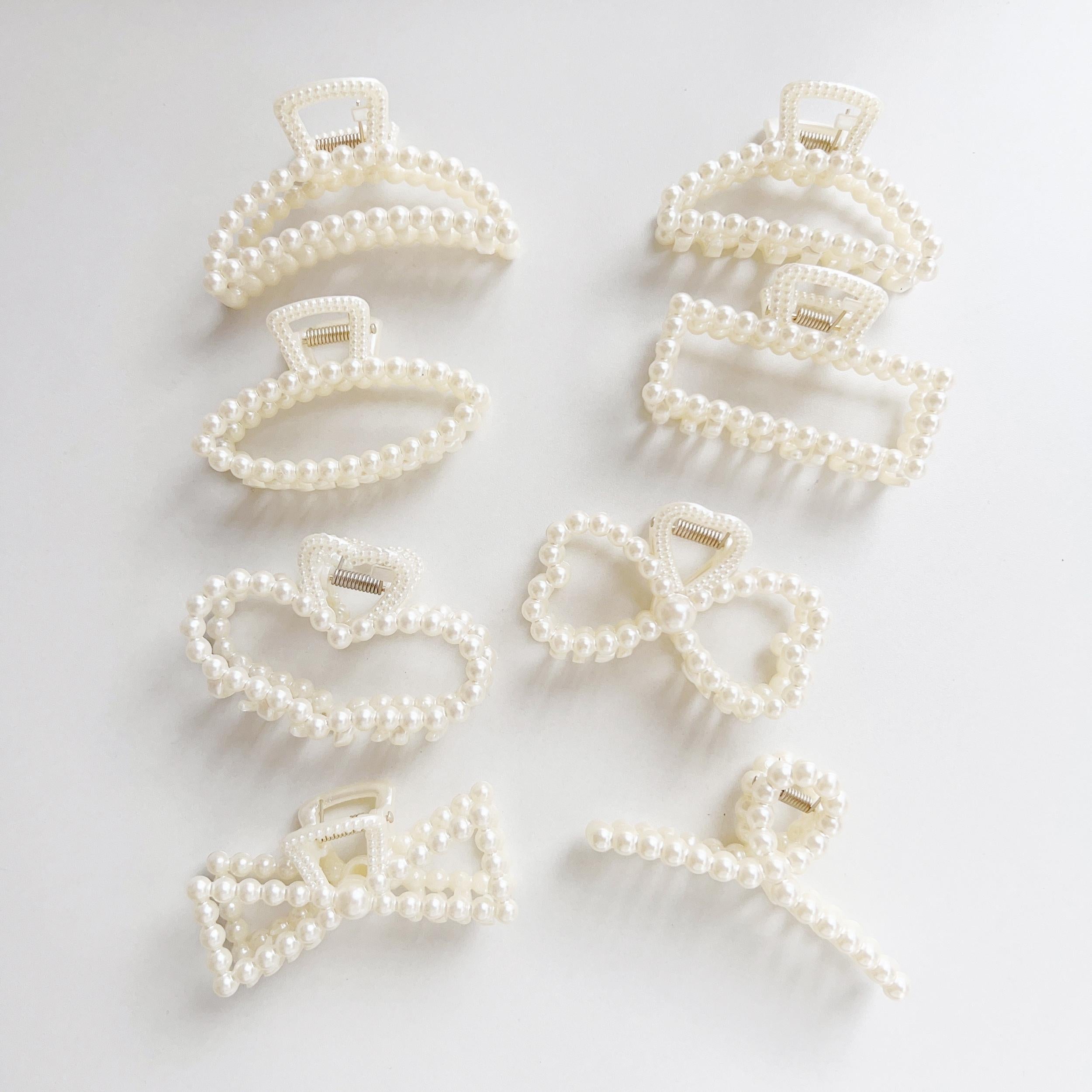 8pcs Faux Pearl Hair Claw Clip Non Slip Strong Hold Grip Hair Jaw Clip