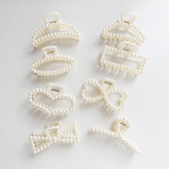 8pcs Faux Pearl Hair Claw Clip Non Slip Strong Hold Grip Hair Jaw Clip
