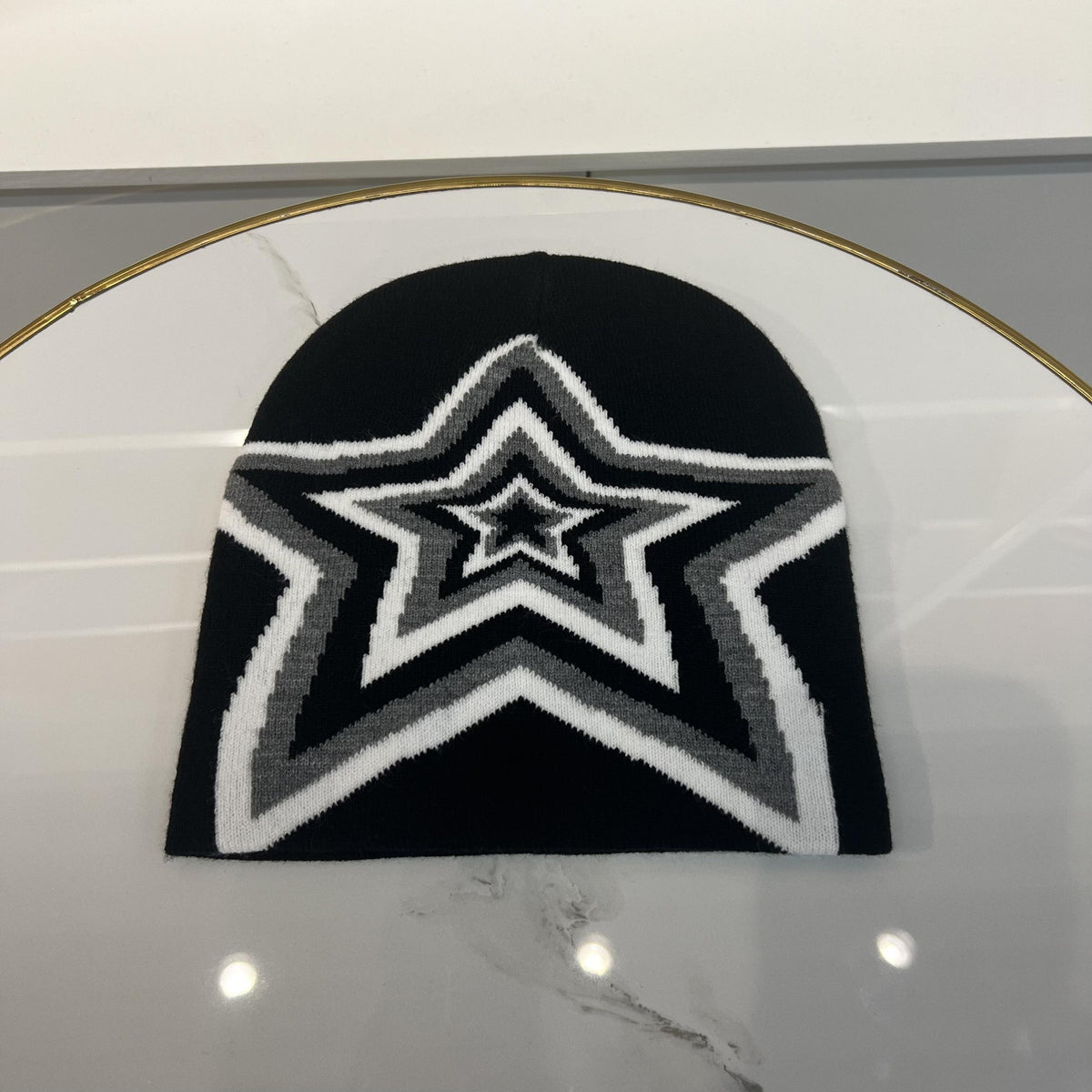 Elastic Sport Knit Beanie Hat with Star Pattern