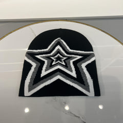 Elastic Sport Knit Beanie Hat with Star Pattern