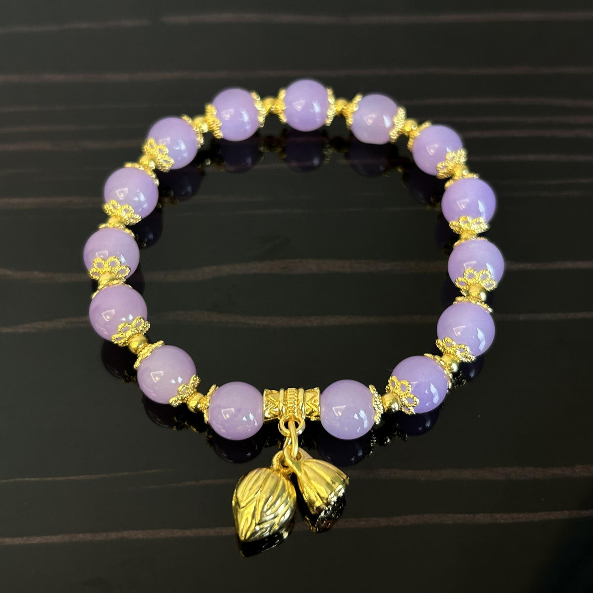 Purple Lotus Bead Bracelet - Ideal Gift for Her