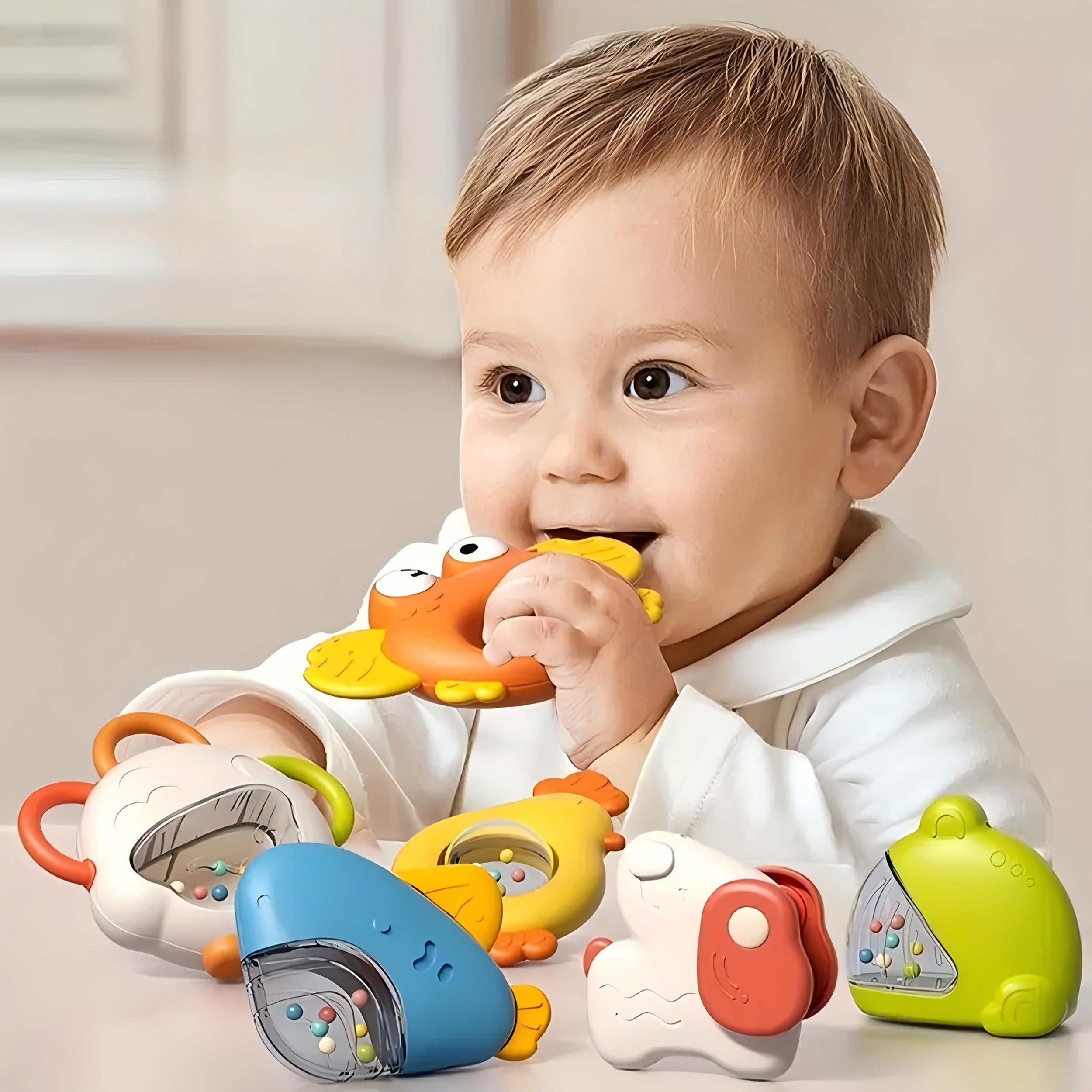 12pcs Animal Baby Bed Bell Rattle Toy - Sensory Development Toys