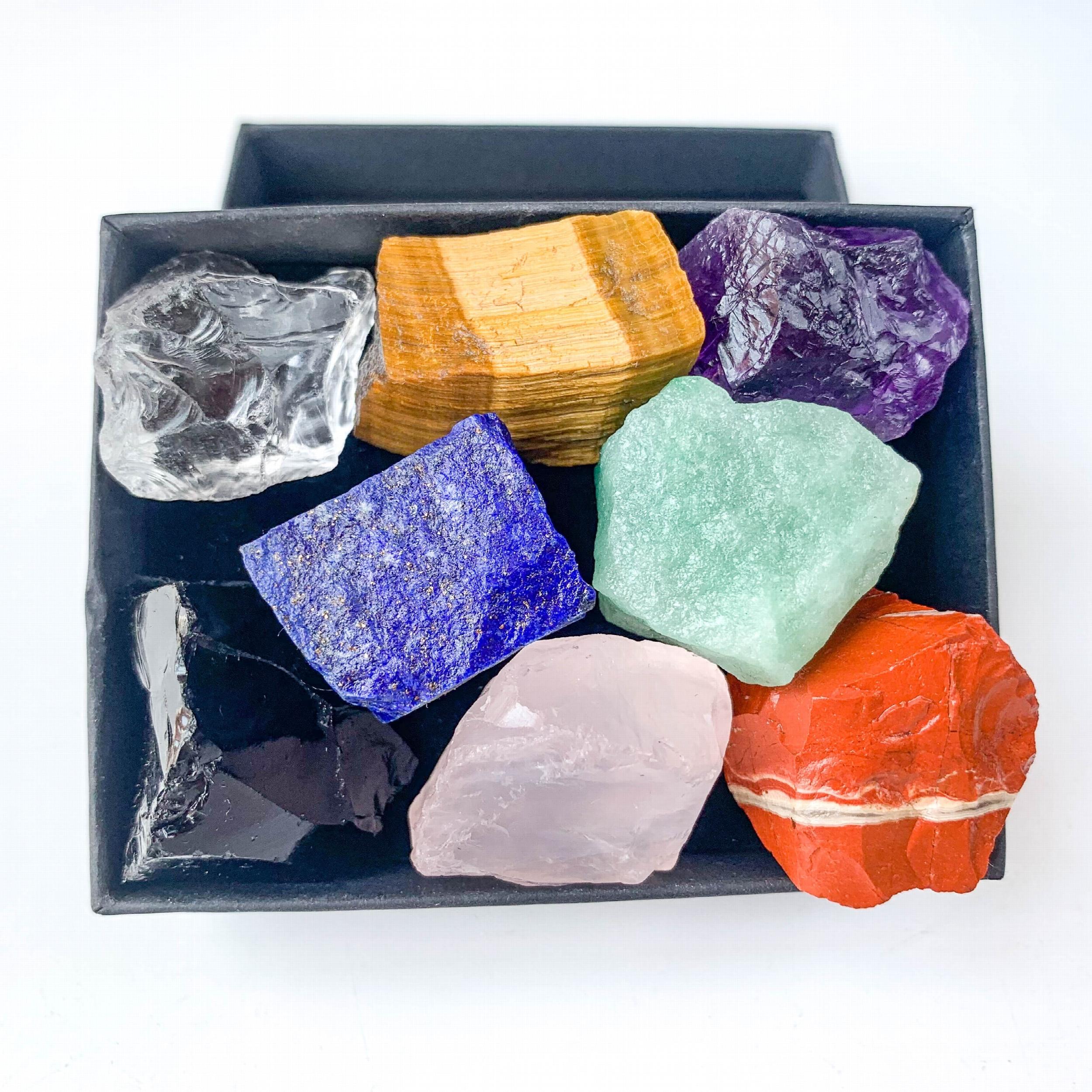 8pcs Large Rare Crystals Chakra Healing Stones Gem Collection Gift Box