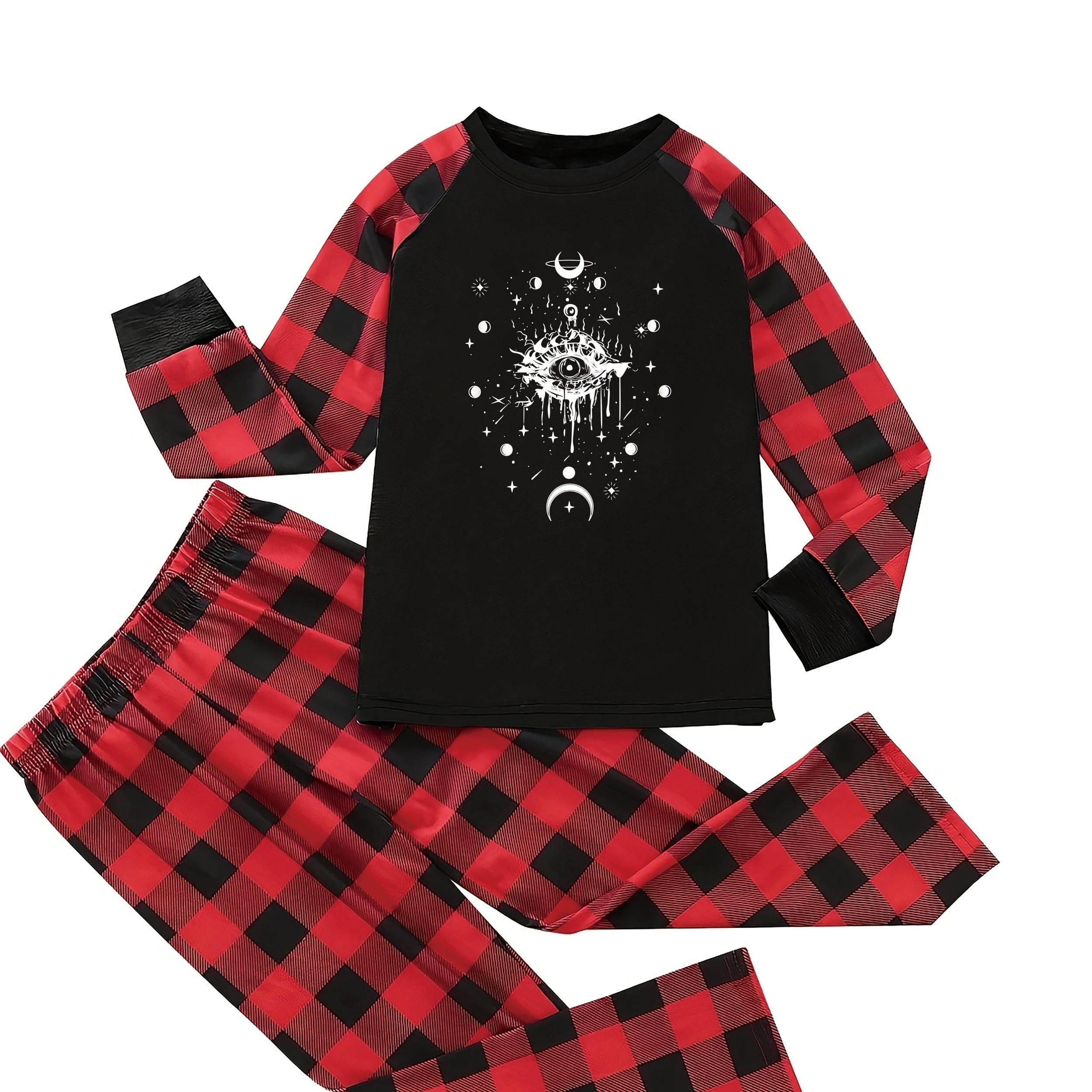 Eye & Moon Print Pajama Set Plus Size