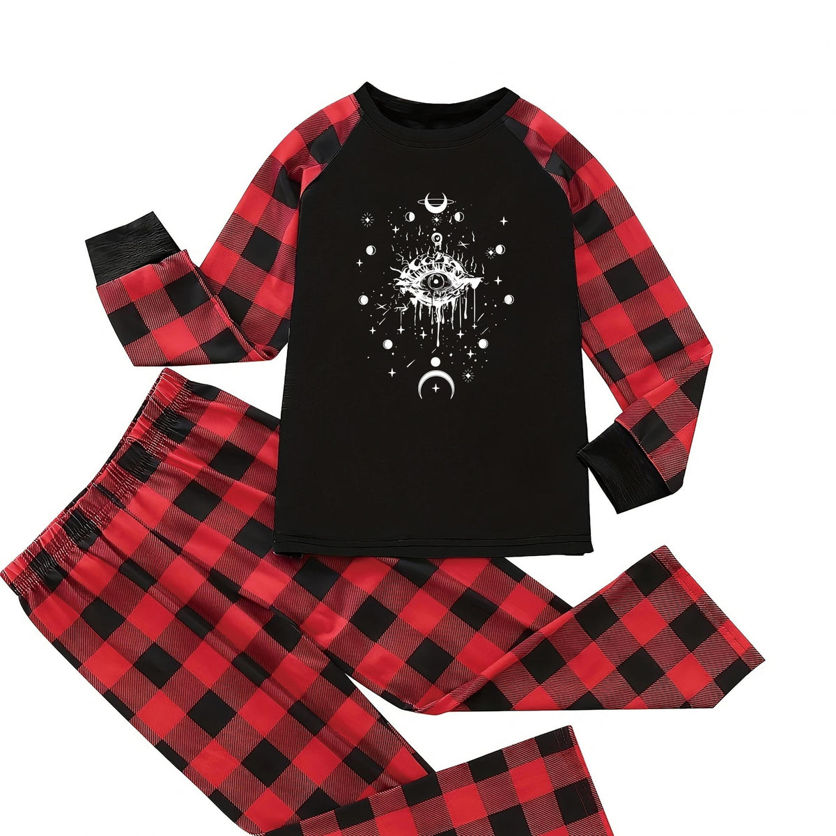 Eye & Moon Print Pajama Set Plus Size
