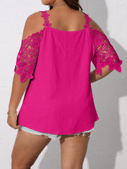  Cold Shoulder Floral Jacquard Top