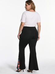  Colorblock Floral Print High Rise Flared Leg Pants