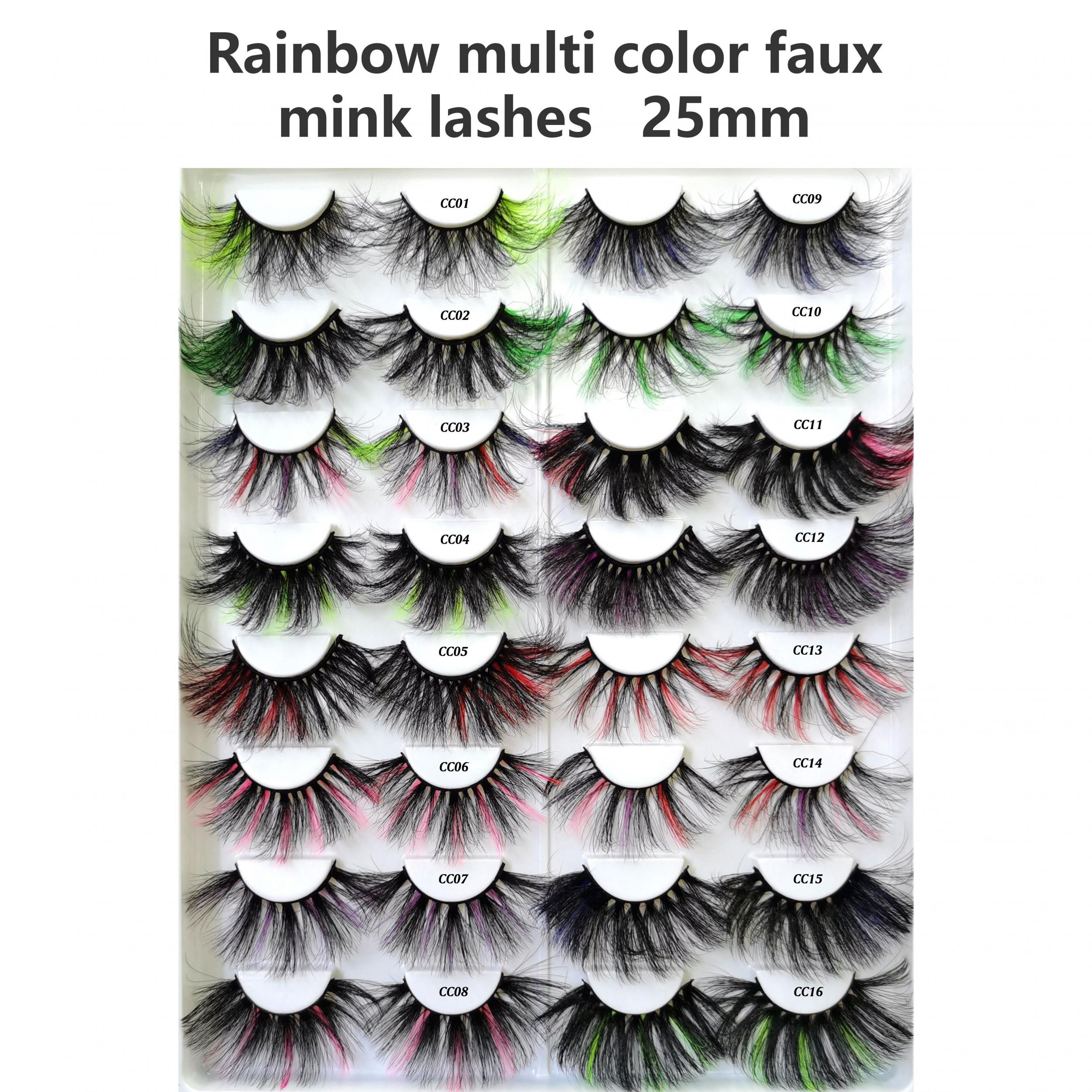 3D Rainbow False Eyelashes 20mm 25mm Fluffy Stage Makeup Lashes