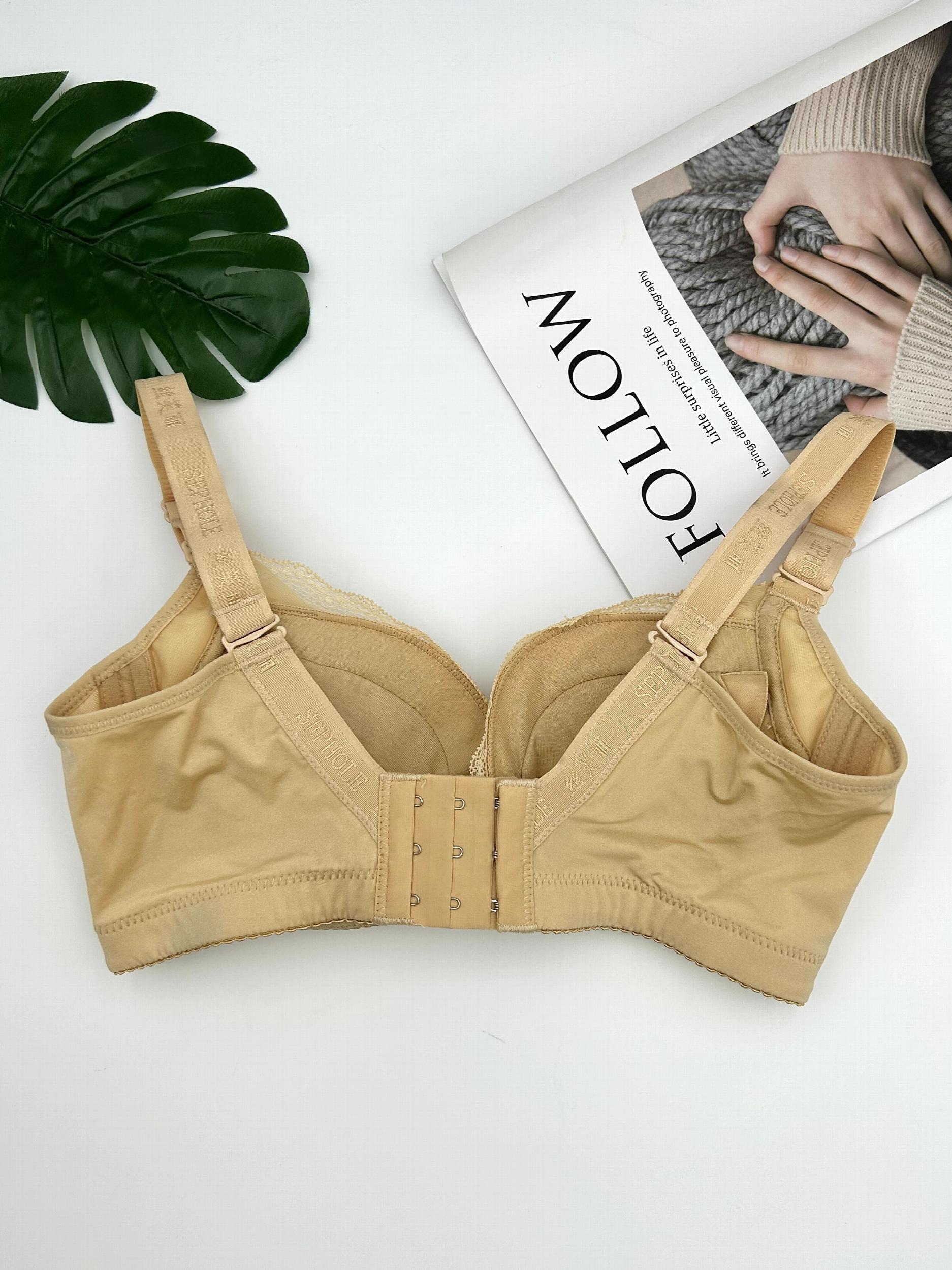 Floral Print Push Up Bra with Lace Trim