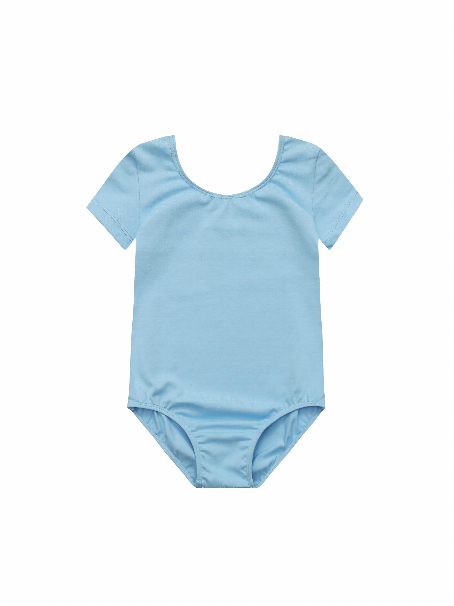 Girls Skinny Ballet Short Sleeve Bodysuit for Dance Training