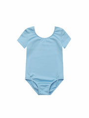 Girls Skinny Ballet Short Sleeve Bodysuit for Dance Training