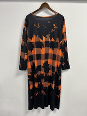 Women's Plus Plaid & Leaf Print Maxi Dress