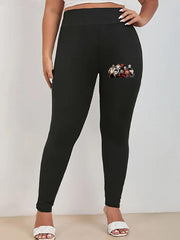 Women's Plus Horror Figure Print High Rise Skinny Leggings