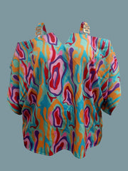  Cold Shoulder Long Sleeve Top Metal Decor