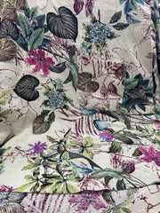  Tropical Print Long Sleeve Button Up Tunic Shirt Top