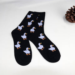 Duck Pattern Crew Socks Women's Stockings